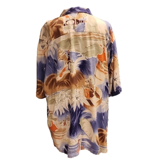 Tommy Bahama Short Sleeved 100% Silk Camp Shirt Abstract Print The Band - Picture 7 of 11